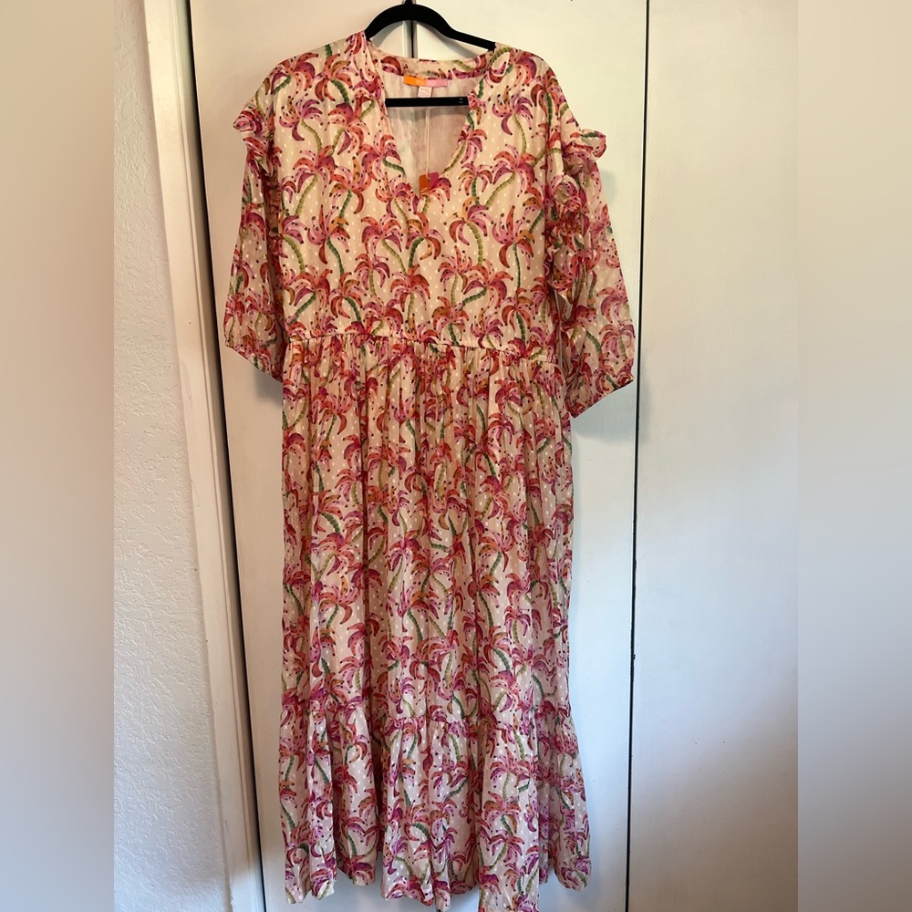 Floral Maxi Dress - Pink and Cream